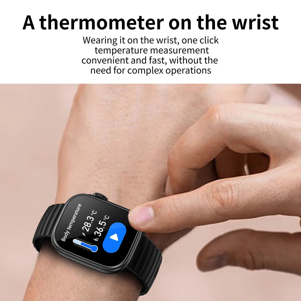Ansoff men's smartwatch with flashlight, body temperature monitor, Bluetooth call, fitness features, waterproof sport watch for women