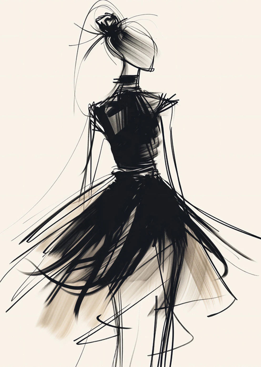 Fashion Design Sketch Abstract Woman Line Drawing Poster Print Canvas Painting Wall Art Picture for Living Room Home Decor Gift