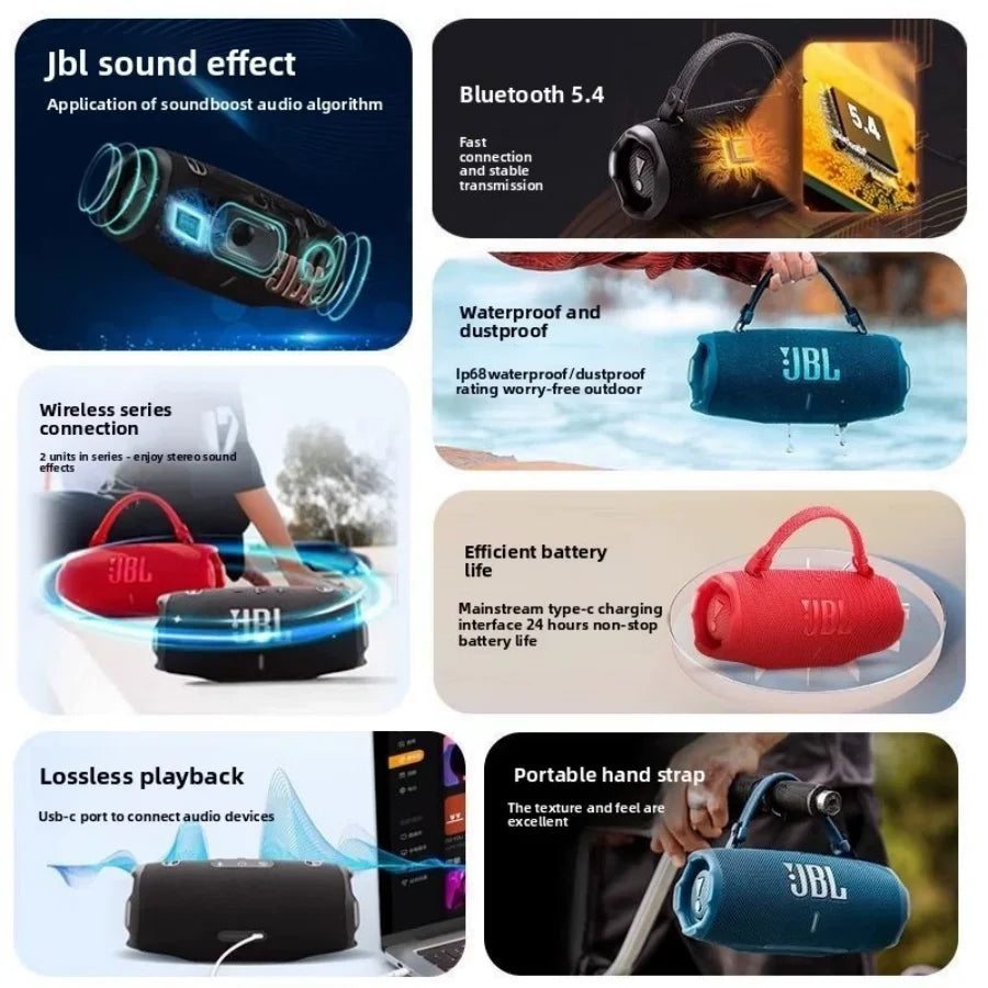 JBL CHARGE6 Portable Bluetooth Speaker IP67 Waterproof 20H Playtime Power Bank Function Deep Bass for Outdoor Travel Party