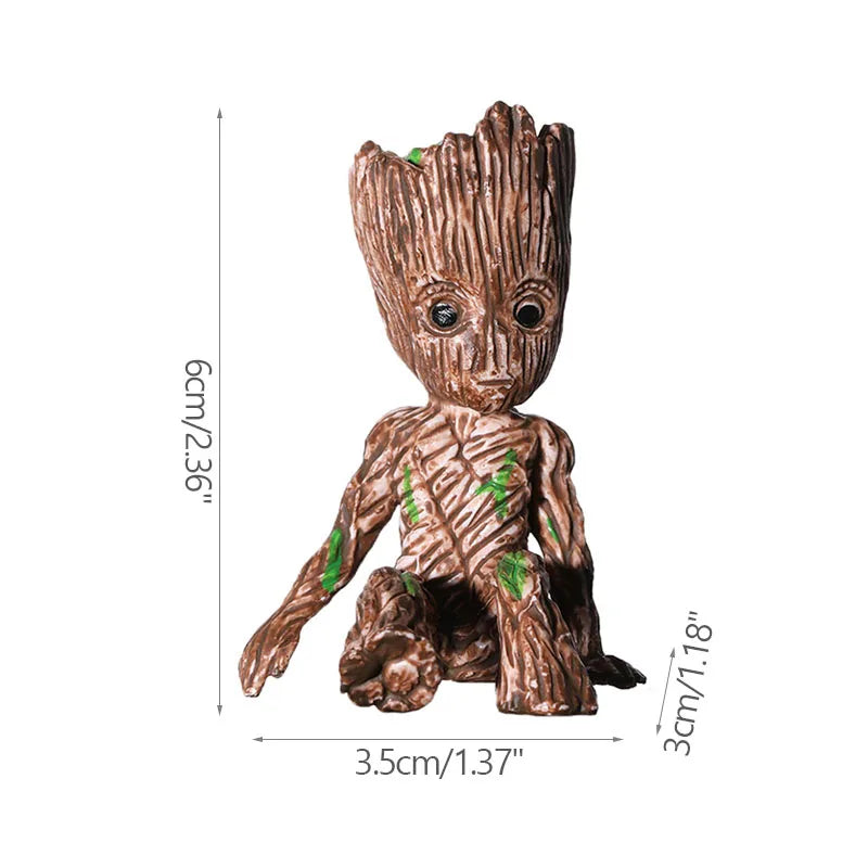 Miniature Groot figurine by Ansoff, 5cm tall desk ornament, cartoon tree man craft for home decor and office display