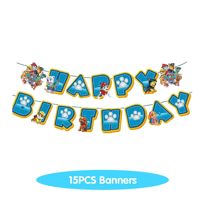Paw Patrol Birthday Decoration Party Supplies Set Balloons Backdrop Plate Cup Cake Topper Paw Patrol Stickers Banner Party Favor