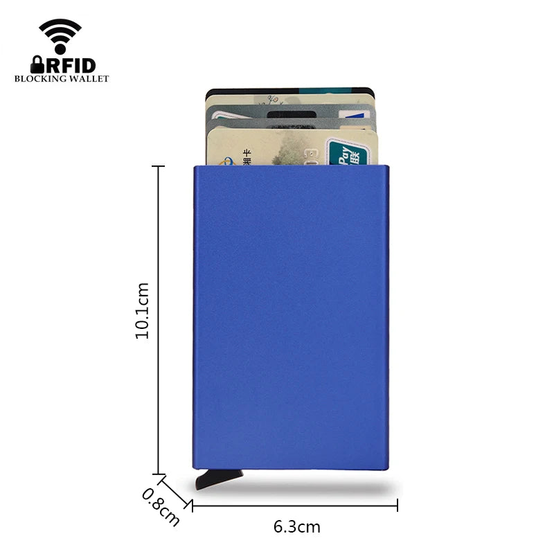 Rfid Smart Wallet Card Holder Metal Thin Slim Men Women Wallets Pop Up Minimalist Wallet Small Black Purse Vallet Walets for Men - Acros