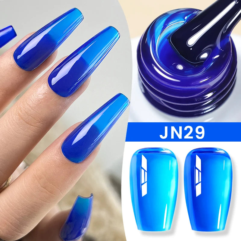 BORN PRETTY Jelly Nude Gel Nail Polish 10ml Light Pink Peach Translucent Color UV Light Cure Gel Varnish Nail Art DIY at Home - Acros