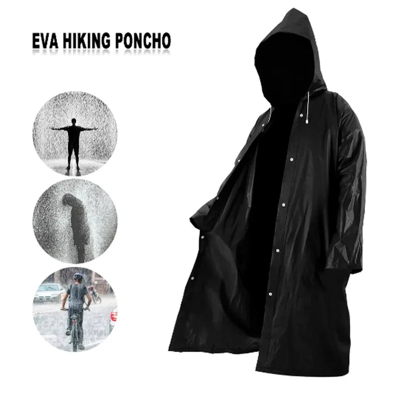 Eva Raincoat Adult Men's and women's universal black waterproof thickened portable camping hiking music festival raincoat