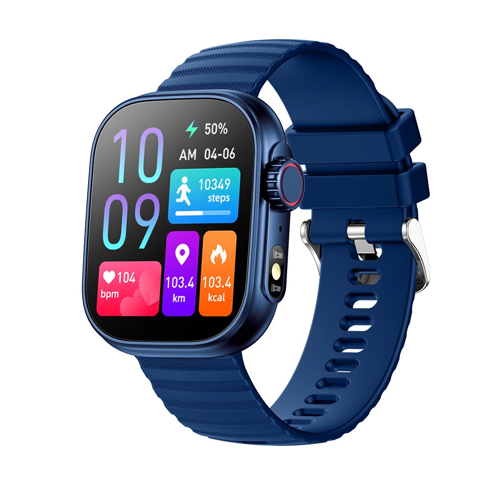 Ansoff men's smartwatch with flashlight, body temperature monitor, Bluetooth call, fitness features, waterproof sports design.