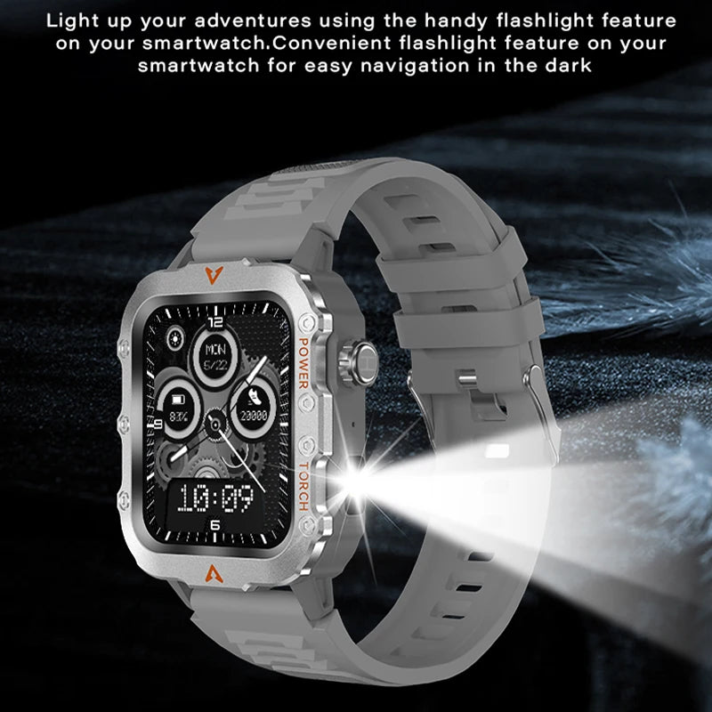 Ansoff waterproof smartwatch with fitness tracking, health monitor, Bluetooth calls, digital clock, suitable for iOS and Android.