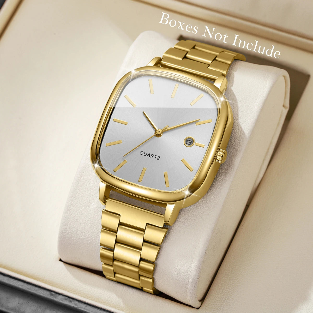 Ansoff men's square business watch with analog display, calendar, and quartz movement, shown on a wrist.