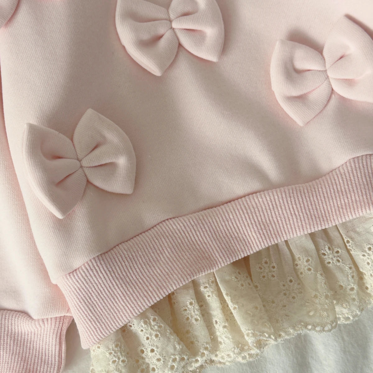 Cotton Baby Girl Clothing Bow Decoration Lace Hem Sweatshirt Elastic Waistband Pants Clothes Fall Outfits Baby Clothes for Newbo