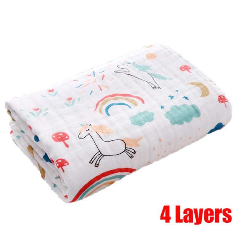 Ansoff baby bath towel and swaddle blanket set with soft cotton, 4-layer gauze washcloth for newborns and infants.