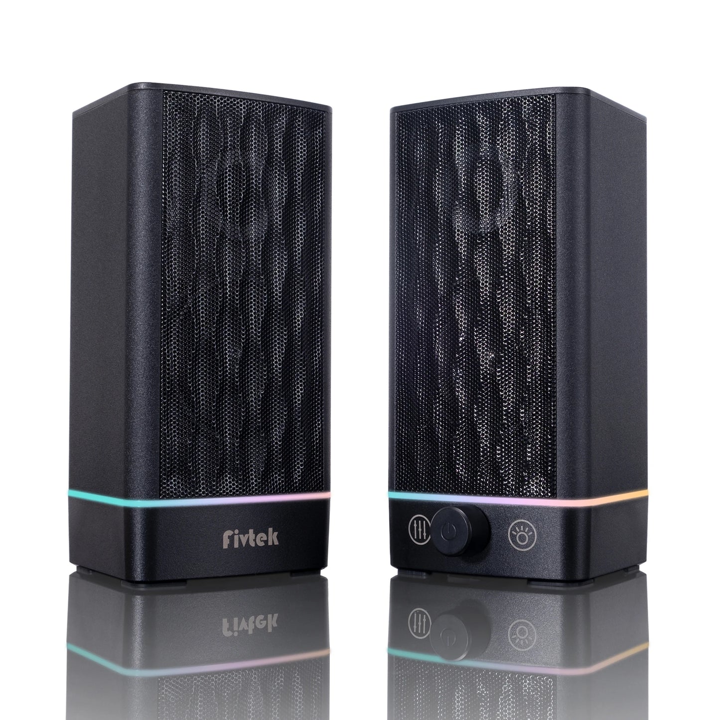 Bluetooth Computer Speakers, Dynamic RGB Desktop Speaker, 32W HiFi Stereo Bluetooth 5.0 or 3.5mm Aux-in PC Speakers, Wired USB P