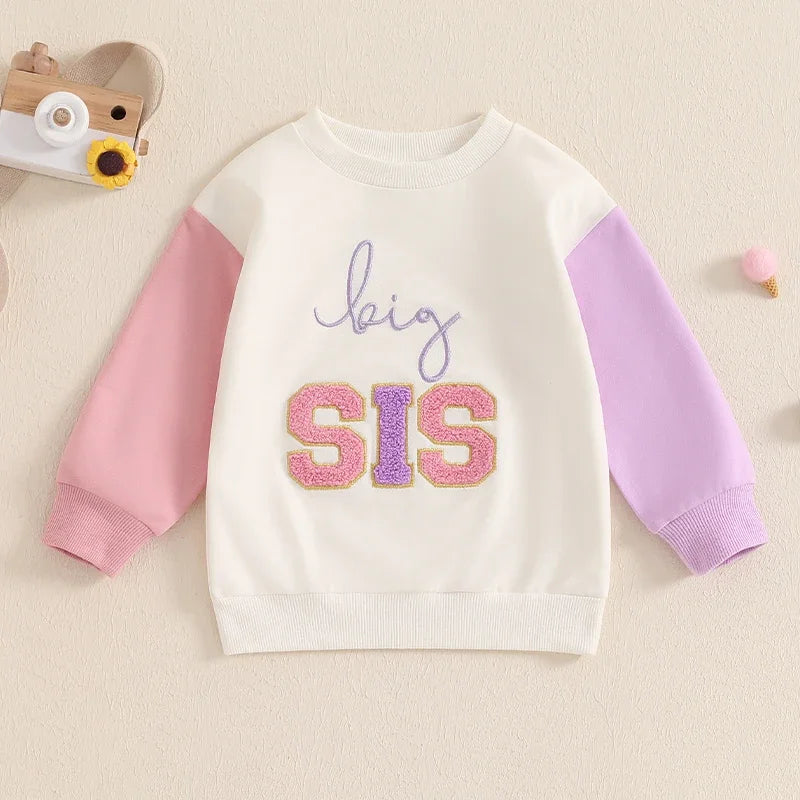 Kids' long sleeve crew neck sweatshirt by Ansoff with embroidery letters, suitable for spring and autumn wear for boys and girls.