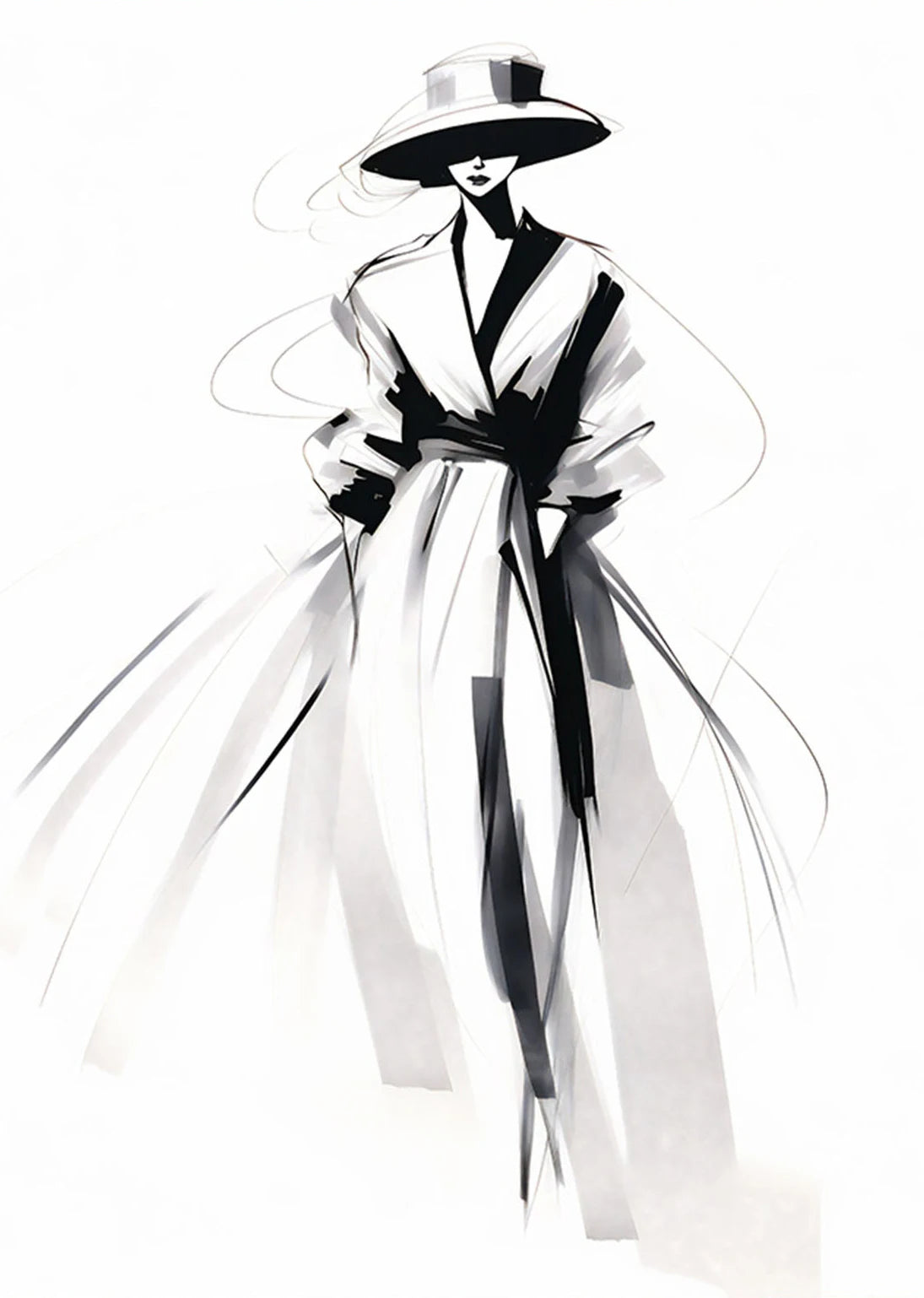 Fashion Design Sketch Abstract Woman Line Drawing Poster Print Canvas Painting Wall Art Picture for Living Room Home Decor Gift