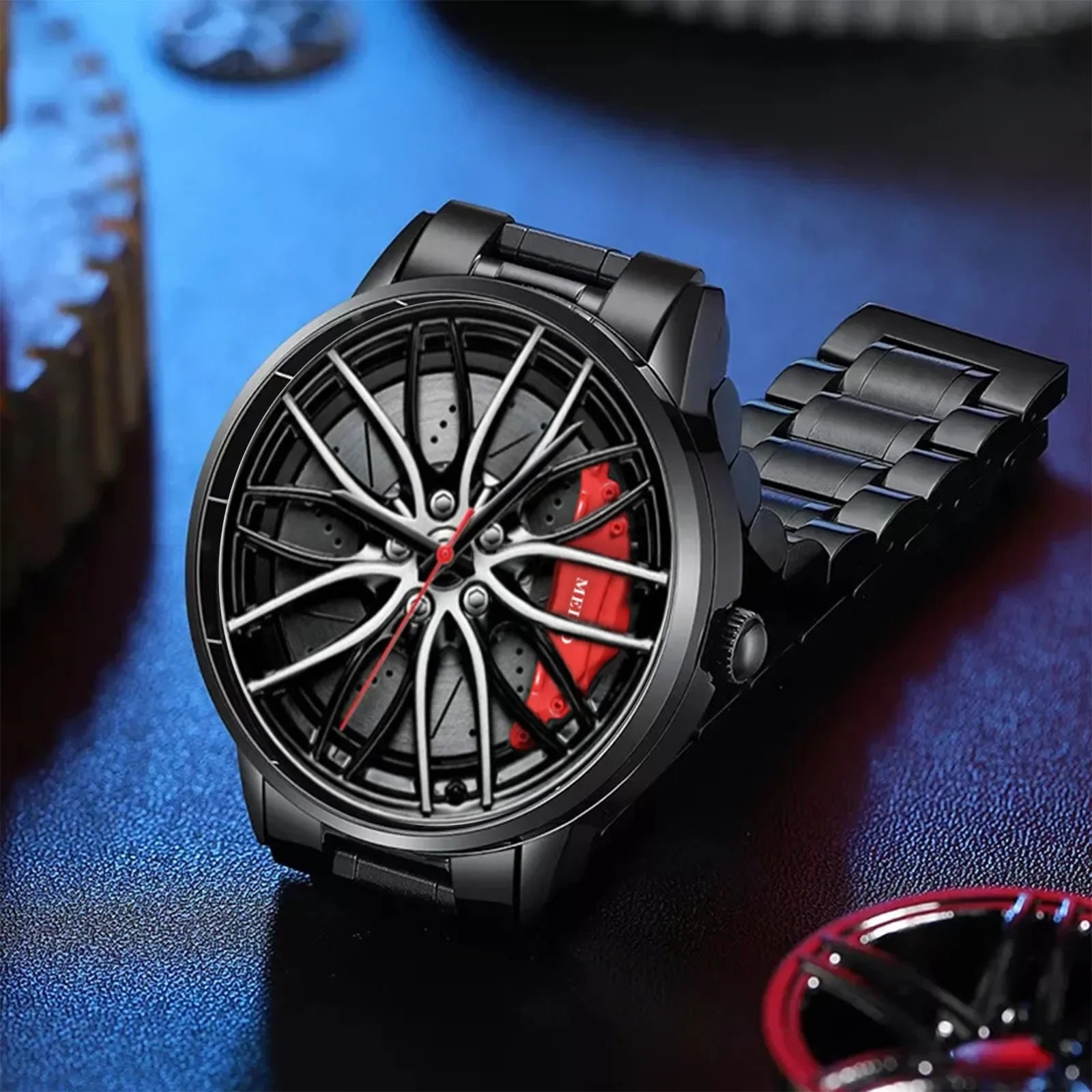 Car Watches For Men,Waterproof Stainless Steel Quartz Wrist Watch Sports Men’s Watches With Car Wheel Rim Hub Design - Acros