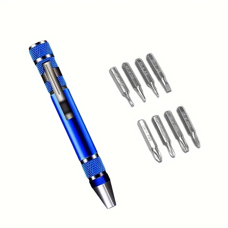 8-in-1 Aluminum Alloy Screwdriver Pen - Changeable Bits For Easy Repairs & Disassembly