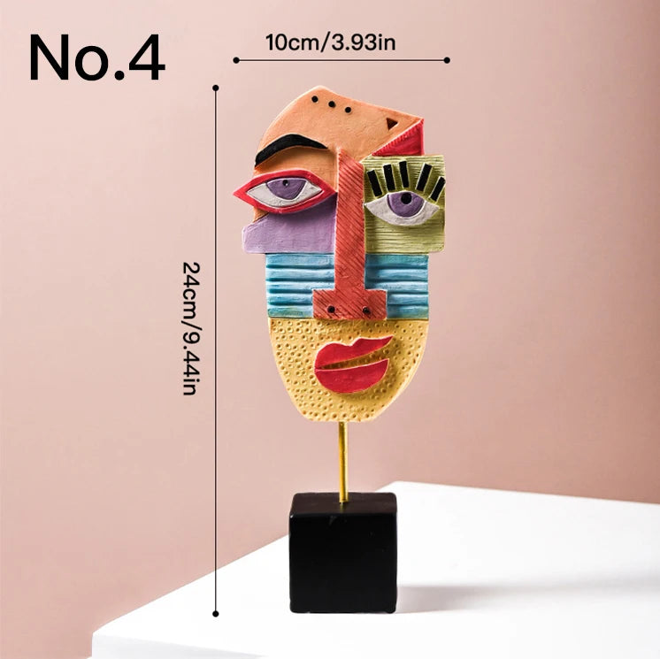 Creative Abstract Face Statue Home Decoration Modern Nordic Style Resin Art Sculpture Crafts Desktop Decors Ornaments