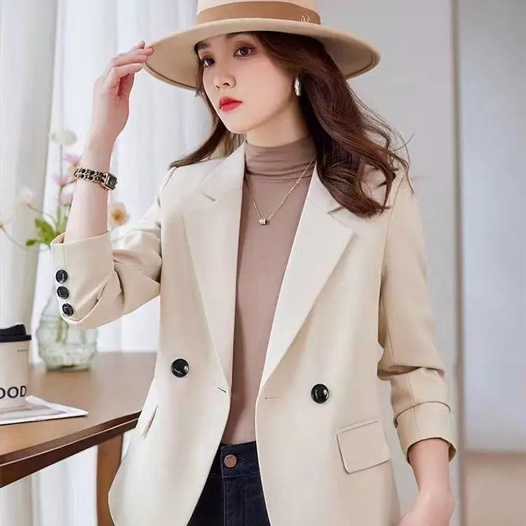 Women's casual suit jacket by Ansoff, featuring a stylish autumn design with a small top fit and modern temperament.