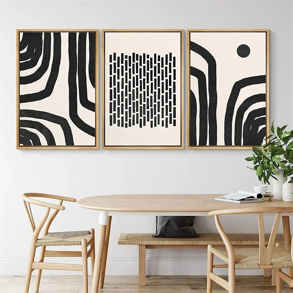 Modern Abstract Wall Art Mid Century Geometric Black Arches HD Canvas Print Poster Home Living Room Bedroom Decoration