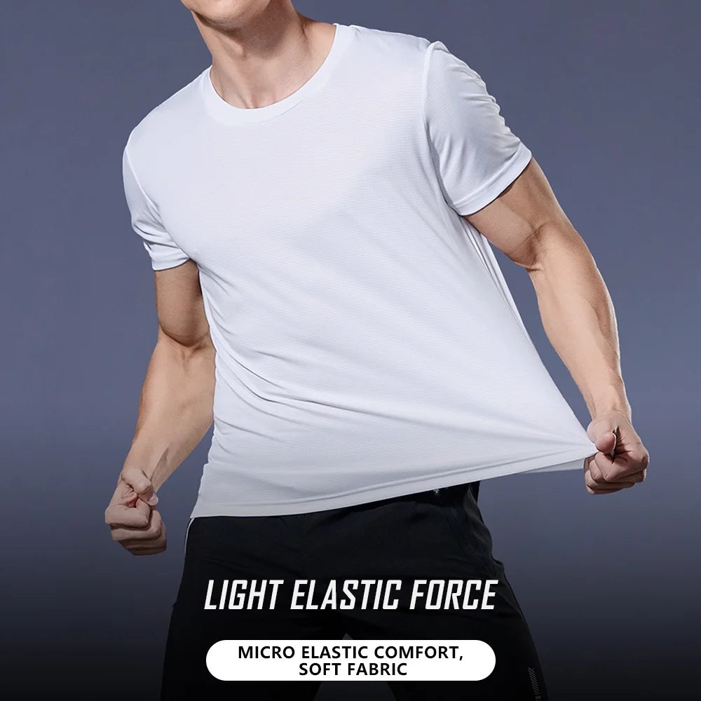Men's Quick Dry Short Sleeve Gym Running Moisture Wicking Round Neck T-Shirt Training Exercise Gym Sport Shirt Tops Lightweight - Acros