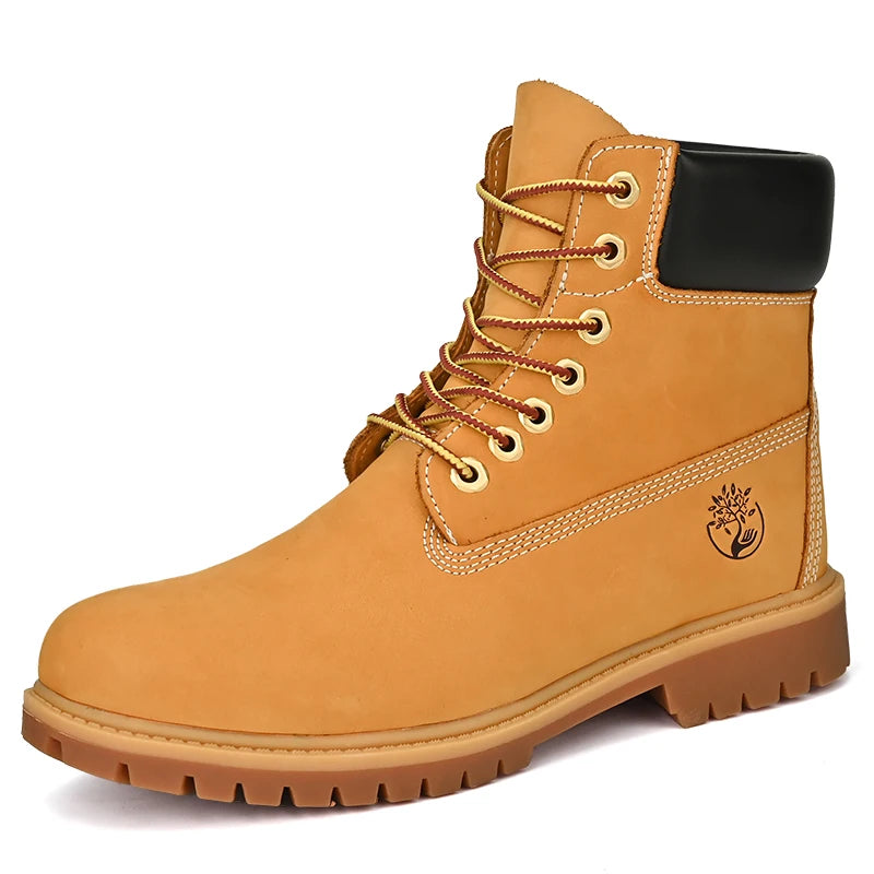 Ansoff men's high top walking shoes with velvet lining, anti-slip soles, lace-up design, suitable for outdoor sports and winter.