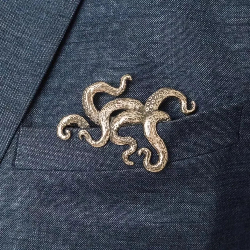 Ansoff crocodile, tiger, and octopus animal brooches for men and women, vintage-style jewelry for suits and coats.