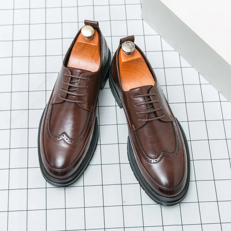 Men's Dress Shoes Fashion Office Business Leather Shoes For Men Classic Wedding Brogues Social Formal Shoes Man