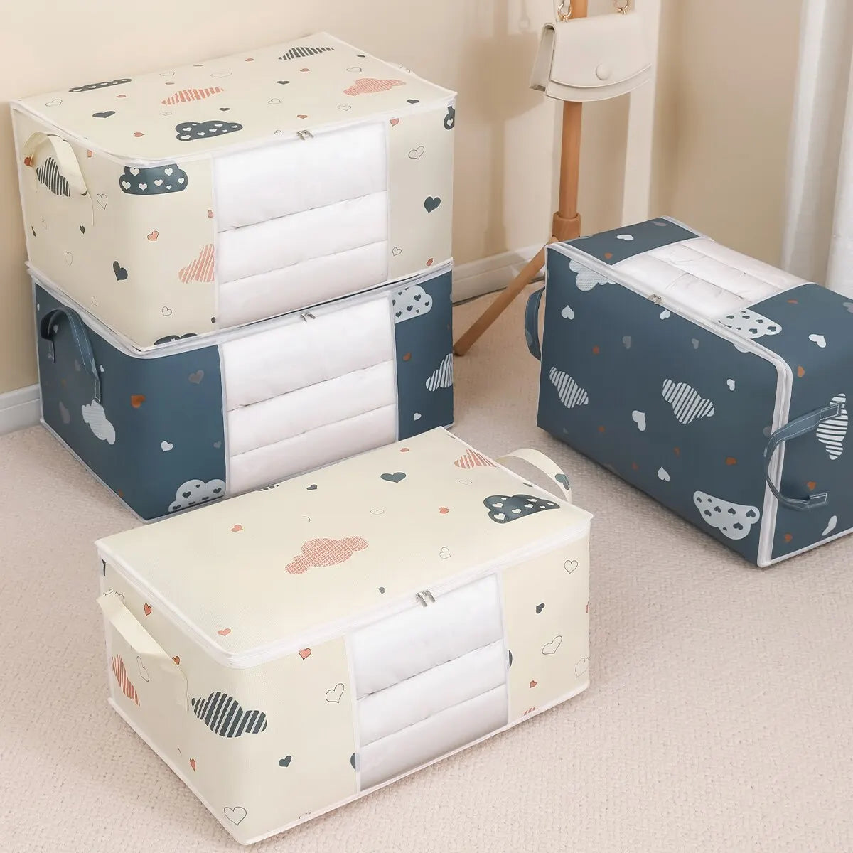 Large Capacity Clothes Storage Bag Organizer With Reinforced Handle Suitable For Blankets Bedding Foldable With Sturdy Zipper - Acros