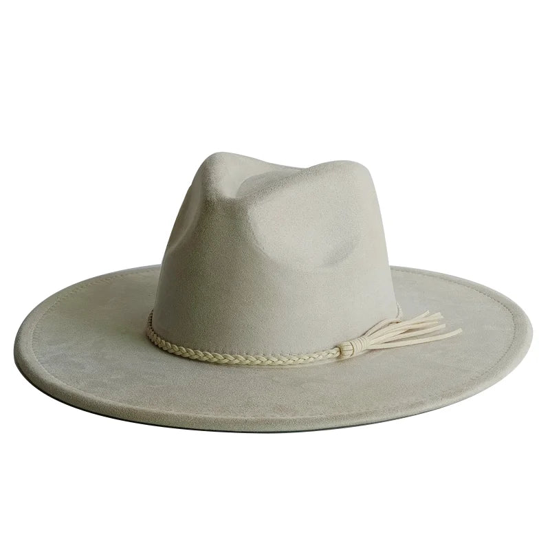 Ansoff Malachite Green suede fedora hat with a wide brim, suitable for men and women, perfect for autumn and winter fashion.