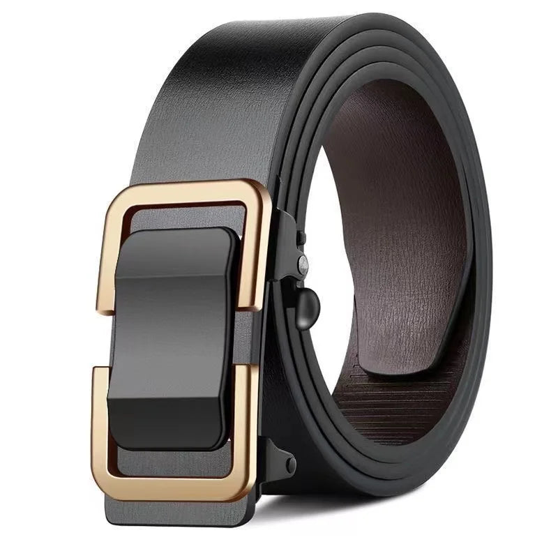 Ansoff men's genuine leather belt with automatic metal buckle, luxury strap, and classic design for stylish men's accessories.