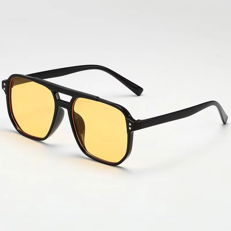 Vintage Men Women Big Sunglasses Men Square Shades Brand Designer Unisex Sun Glasses Black Lense Male Female Sunglasses UV400 - Acros