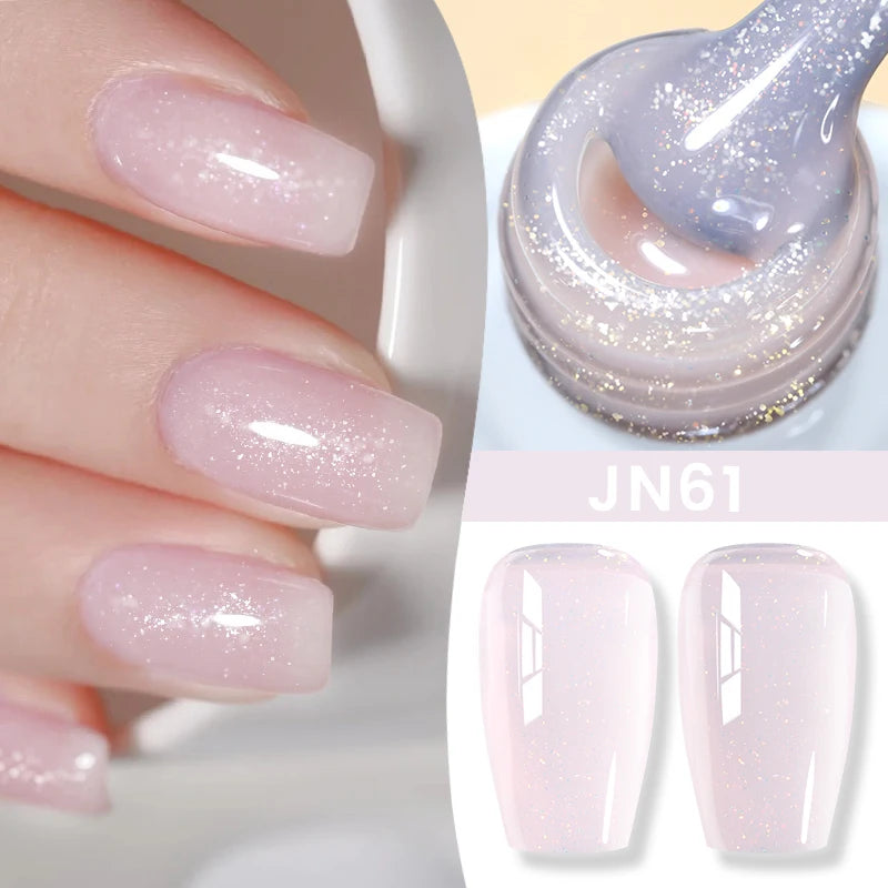 BORN PRETTY Jelly Nude Gel Nail Polish 10ml Light Pink Peach Translucent Color UV Light Cure Gel Varnish Nail Art DIY at Home - Acros