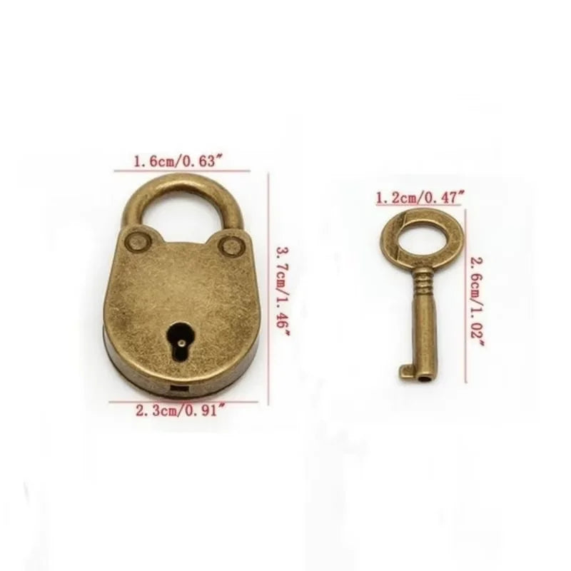 Vintage metal padlock and key set by Ansoff, small antique-style lock with intricate design and matching key for secure closure.