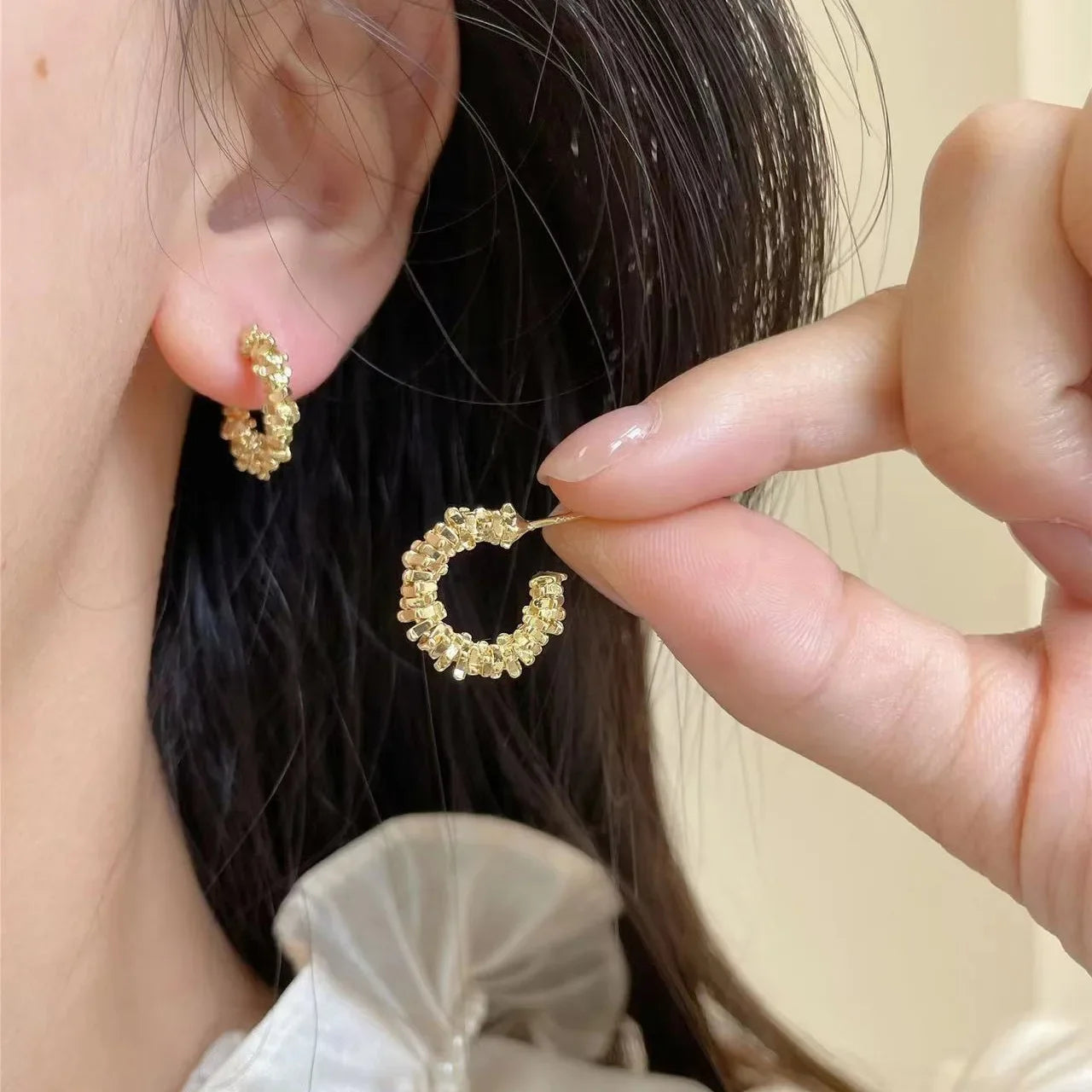 LATS New Fashion Trend Unique Design Elegant Exquisite Irregular C Shape Earrings Female Jewelry Party Premium Gift Wholesale - Acros