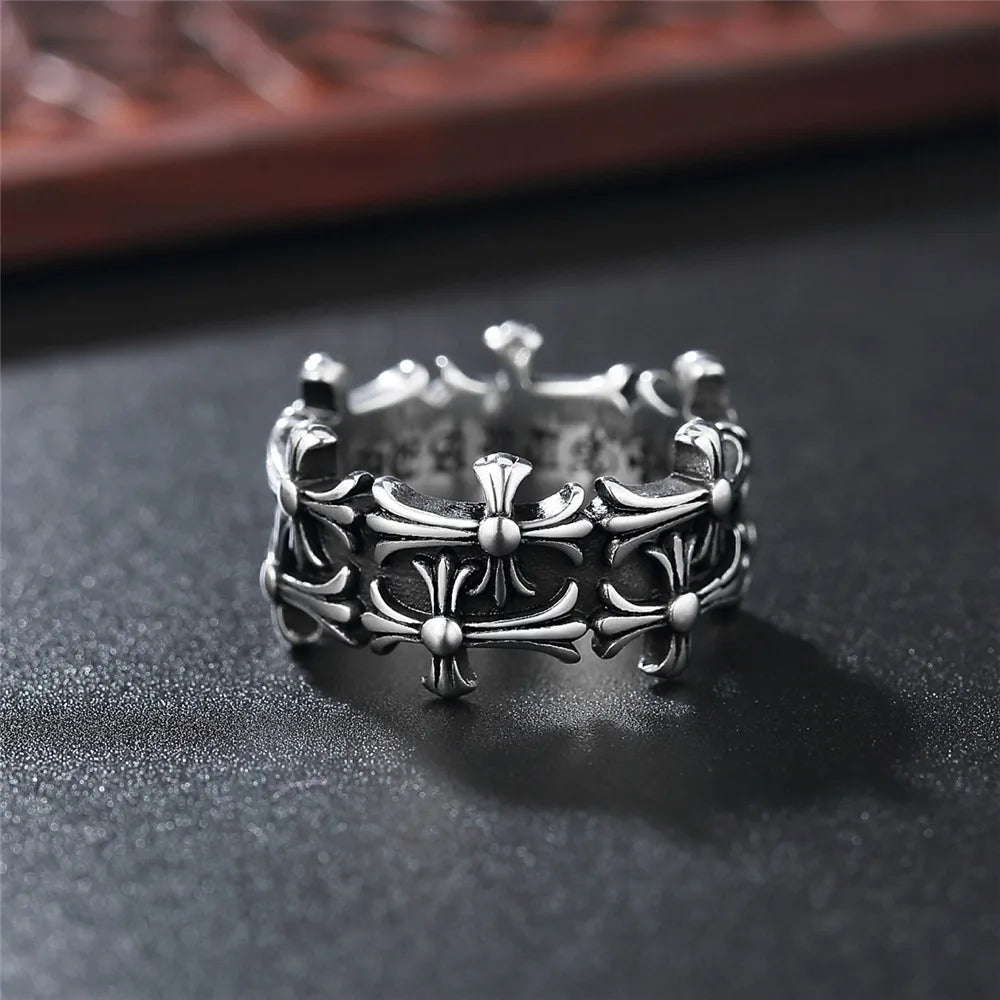 2024 Unique Punk Fashion Personality Retro Style Three-dimensional Ring European Pattern Artificial Ring Jewelry Wholesale