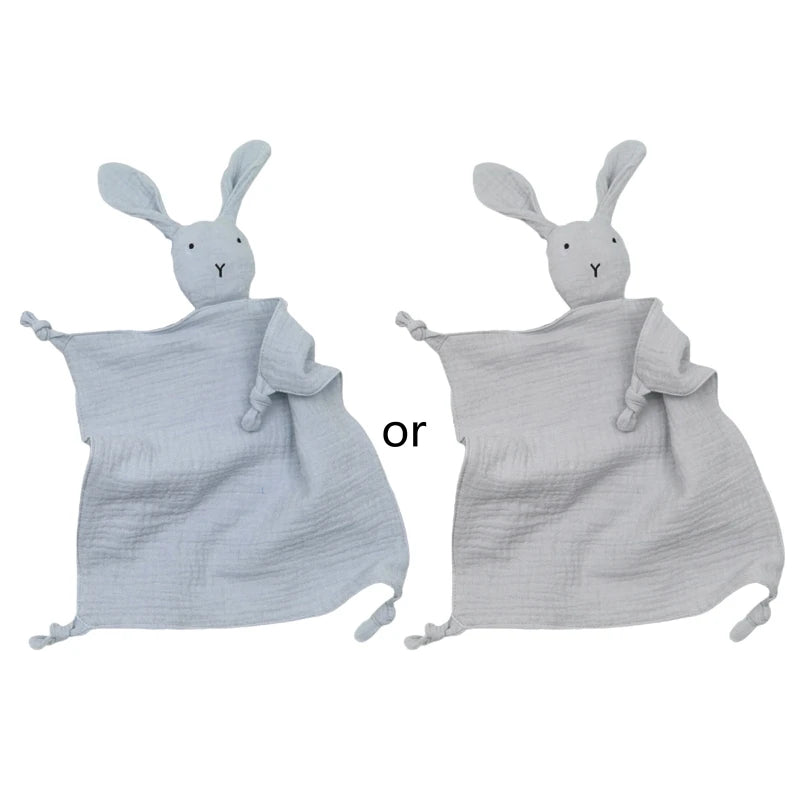 Ansoff baby soothe blanket with soft gauze bibs, teether, and burp cloth featuring a cute rabbit design for comfort and cuddling.
