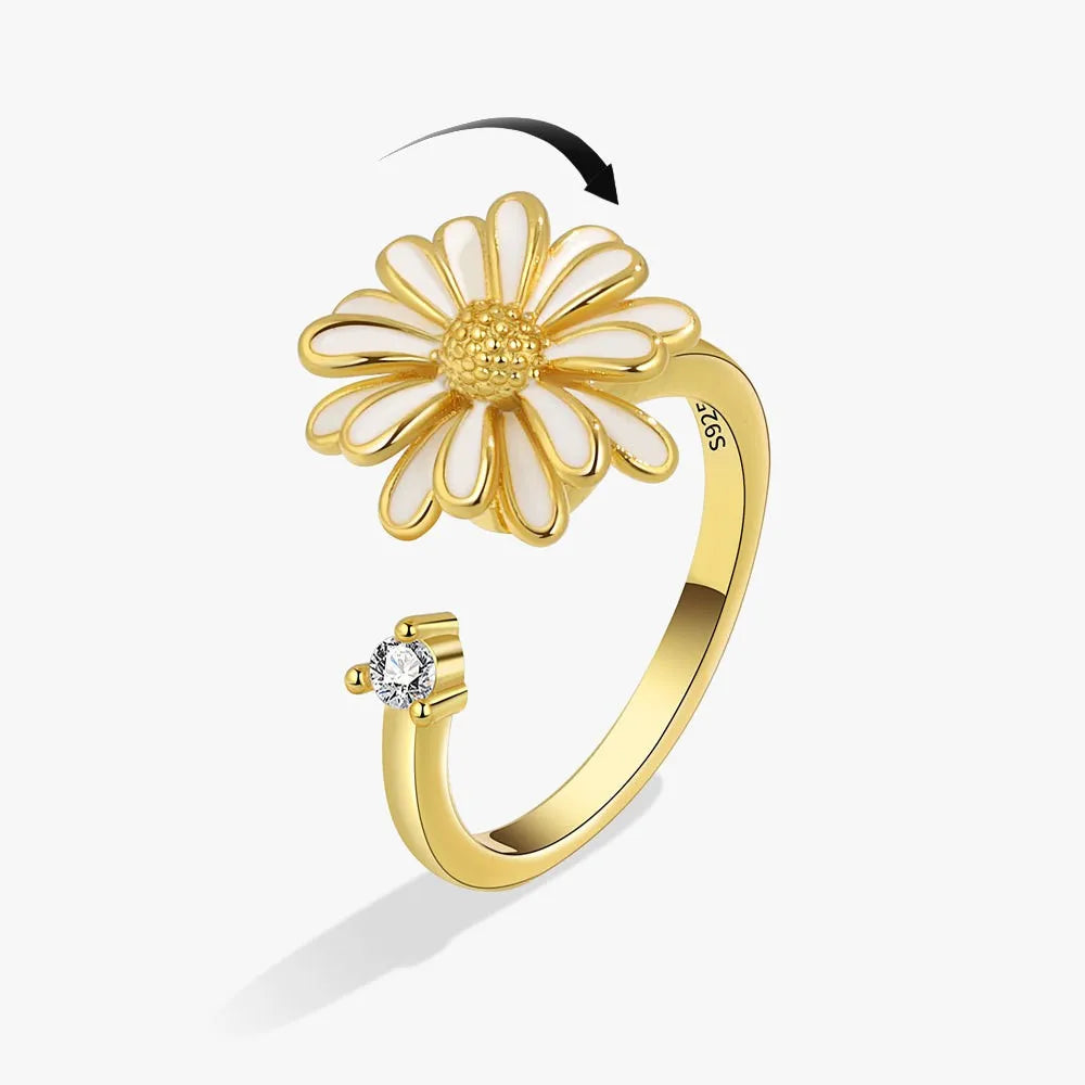 SMJEL Fidget Spinner Ring Anxiety for Women Multiple Crystal Flower Eye Butterfly Animal Ring Rotate Anti Stress Wedding Jewerly