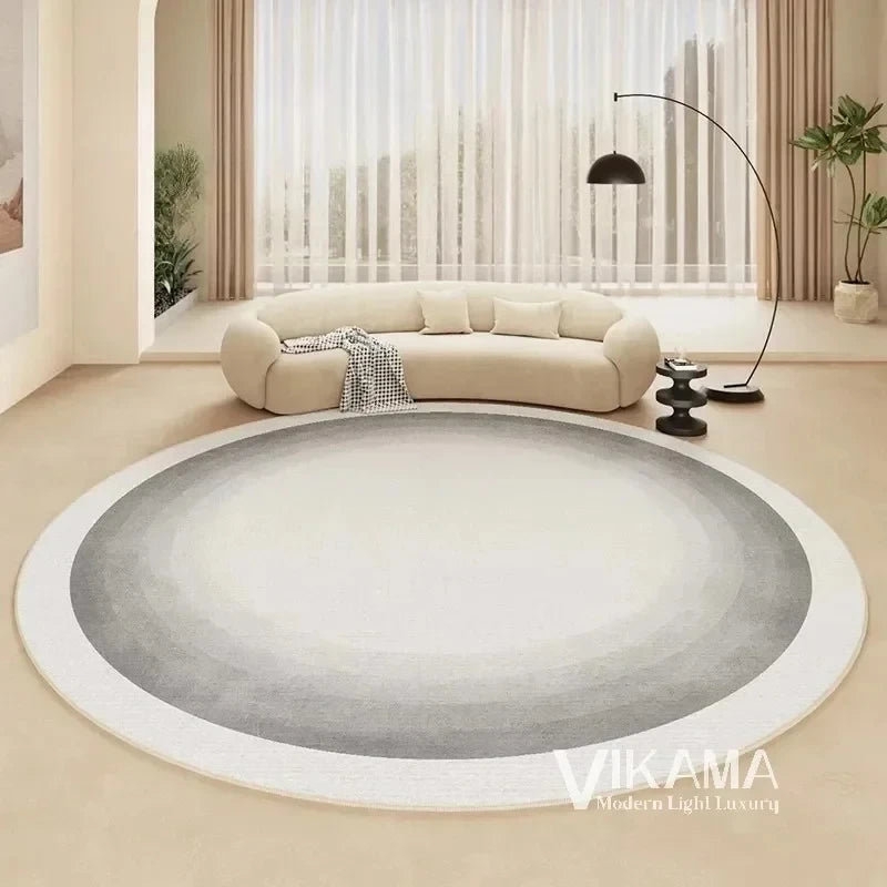 VIKAMA Cream Style Round Living Room Large Carpet Light Luxury Beige Bedroom Rug Creative Design Home Decor Mats NonslipSofa Rug