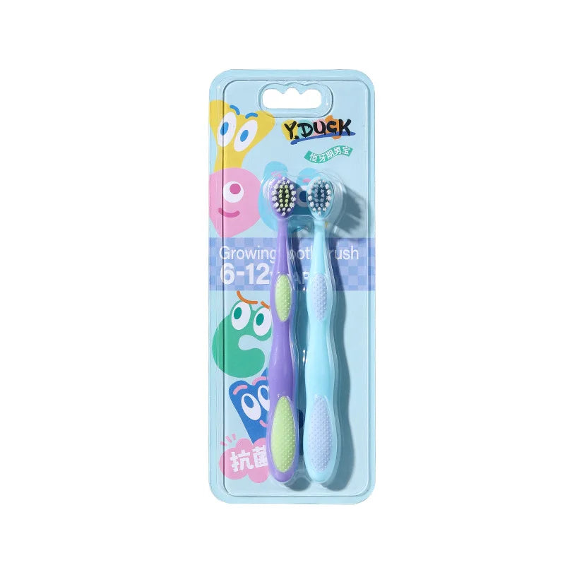 Ansoff Step by Step antibacterial toothbrush set for children, soft toothbrushes for infants and toddlers aged 0-9, two-pack.