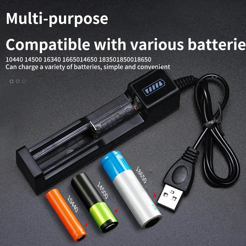 18650 Battery Charger 1/2/4 Slots Dual 18650 Charging 3.7V  Rechargeable Lithium Battery USB Charger For 16340 14500 18650 - Acros