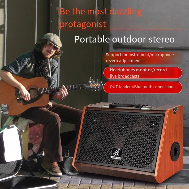 Bluetooth multi-function speaker Outdoor street playing and singing Internet celebrity live audio Portable guitar speaker