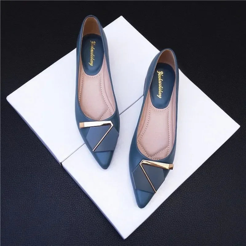 Ansoff women's Korean style flats with comfortable genuine leather, non-slip soles, trendy design, suitable for casual wear.