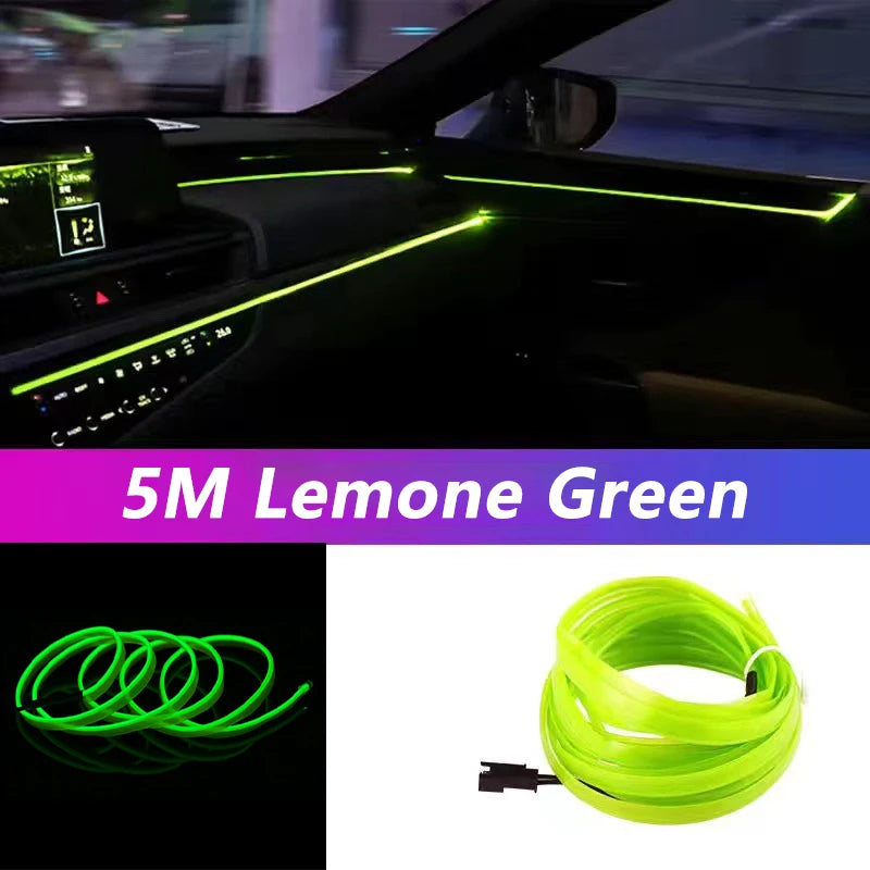 5M Car Interior Led Strip Light Neon EL Wiring Decorative Lamp For Auto DIY Flexible Ambient Light USB Party Atmosphere Diode - Acros