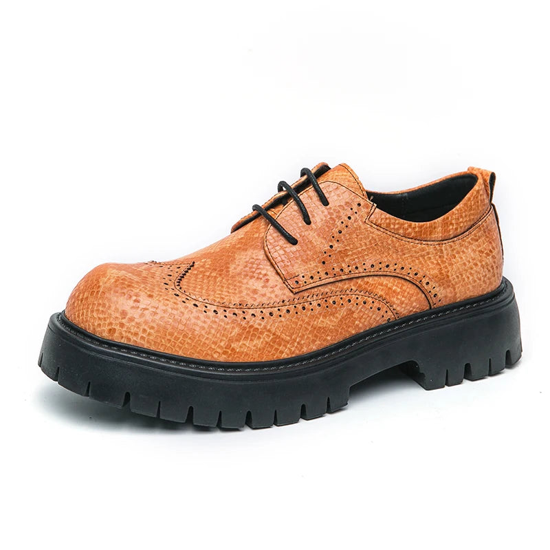 Men's luxury designer brogues by Ansoff with thick soles, elegant style, perfect for weddings, parties, and sophisticated occasions.