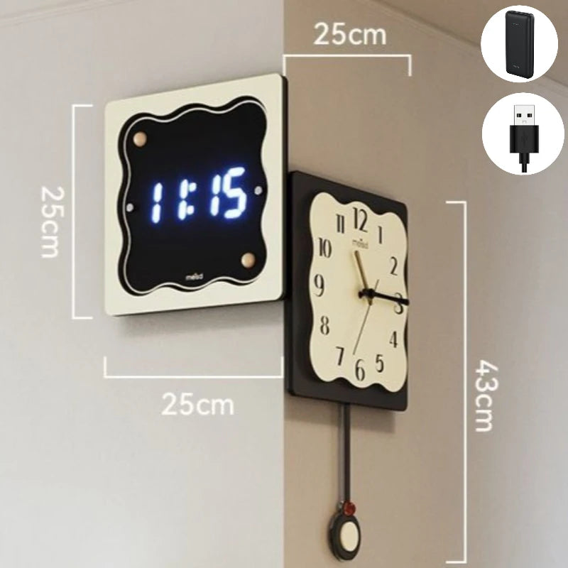 Art Wall Clock Design Electronic Digital Independent Display Wall Clocks Simple Nordic Multifunctional Aesthetic Room Decoration