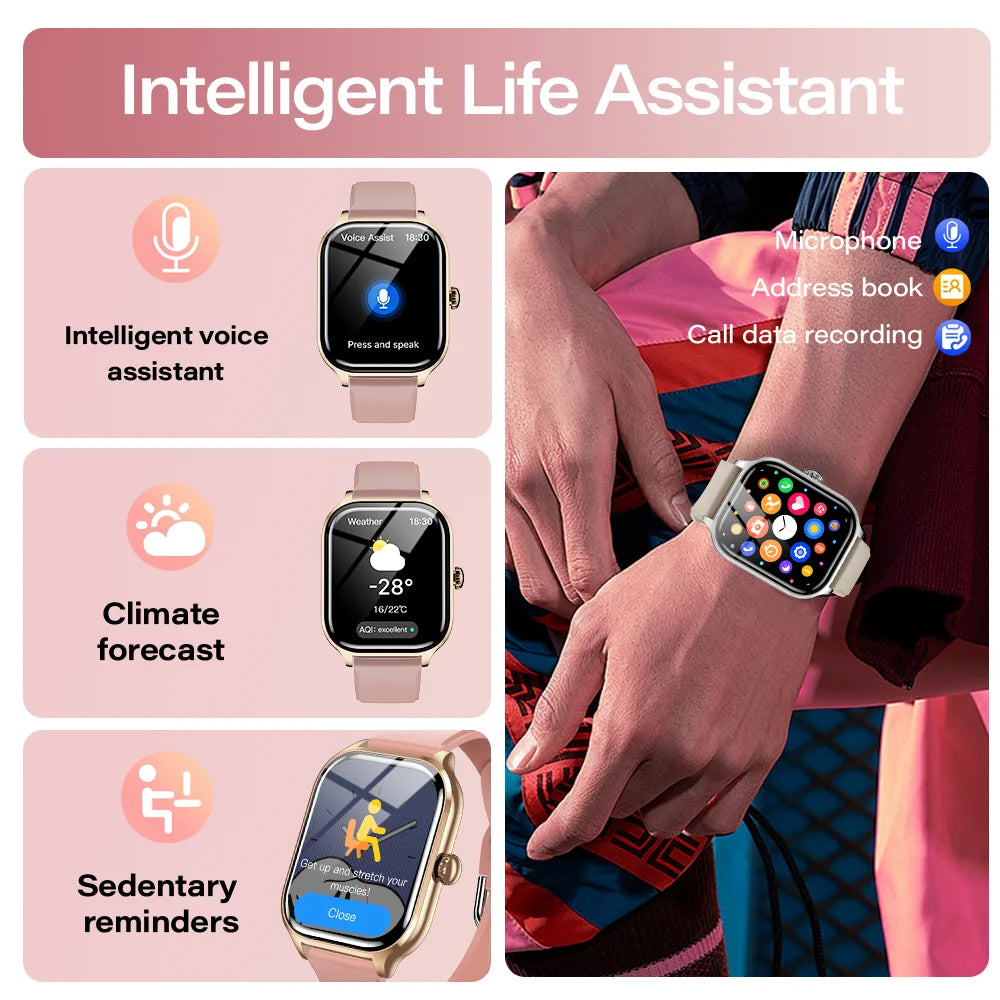 LAXASFIT 2025 New Smart Watch Bluetooth Call Message Reminder 24 Hour Health Monitoring Smart Watch Gift for Men and Women