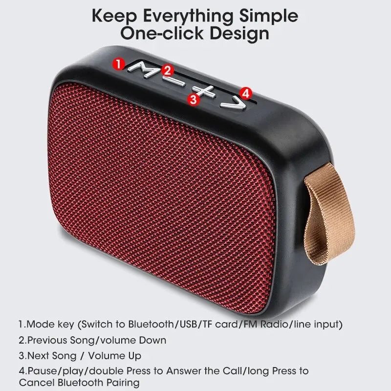 Ansoff wireless outdoor portable mini speaker with cloth cover and built-in subwoofer for enhanced sound quality.