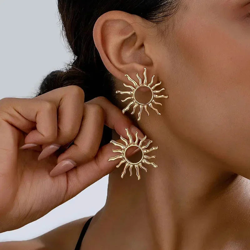 Vintage Geometry Irregular Eardrop Personality Asymmetry Dripping Oil Earrings for Women Fashion Daily Commuting Jewelry Gifts - Acros