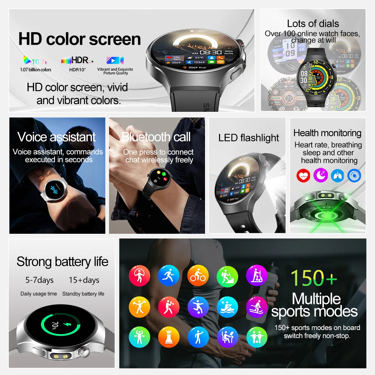 2025 Watch 5 PRO Smart Watch Men LED Flashlight 150+Sports Fitness Track Heart Rate Bluetooth Call Smartwatch Man Watch 5 PRO