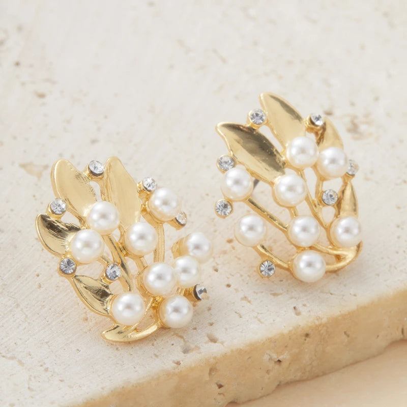 3 Pcs Rhinestone Pearl Earrings Necklace Set Two-piece Vintage Choker Accessory Light Luxury Jewelry Sets Wedding
