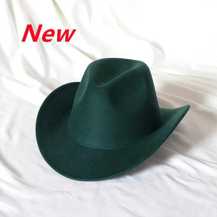 Monochrome felt cowboy hat with cow head design by Ansoff, large brim outdoor hat for men and women, novelty knight-themed accessory