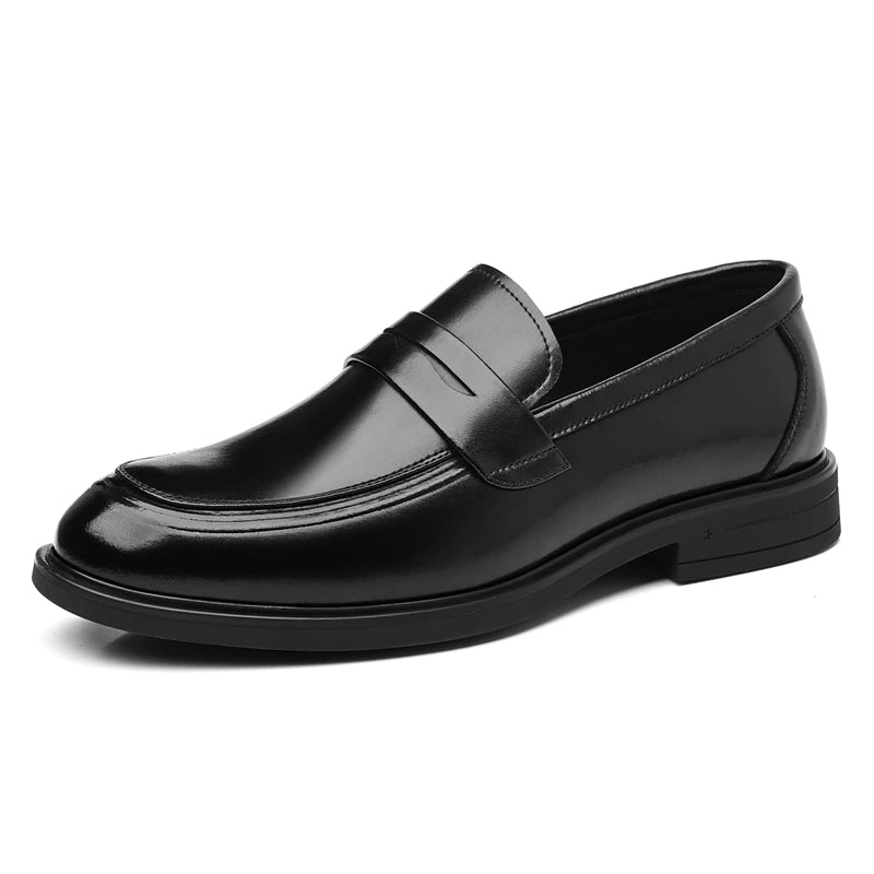Men's Formal Leather Loafers Italian Style Slip-on  Stylish Elegant Business Shoes Comfortable Lightweight Office Dress Shoes - Acros
